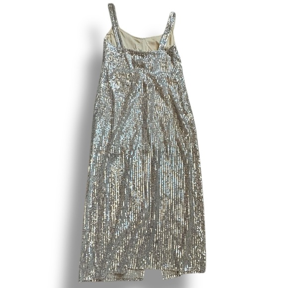 Zara NWT Gold Sequin Sparkle Sequin Midi Dress with Slit size S - Picture 6 of 11